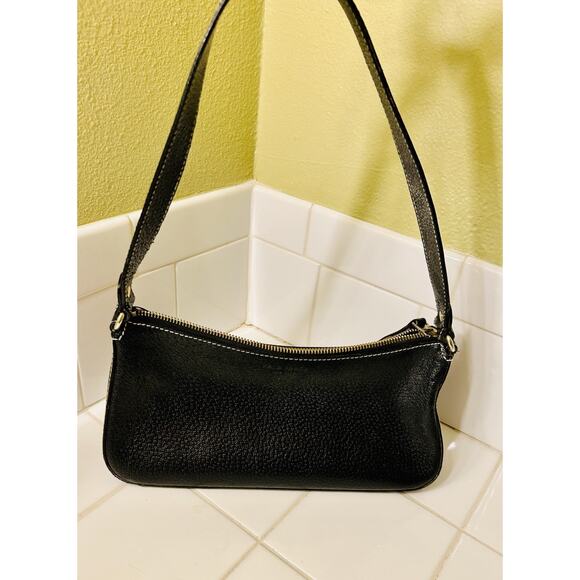 kate spade new york Handbags - Kate Spade New York Black Pebbled Leather Baguette Shoulder Bag Dot Lining